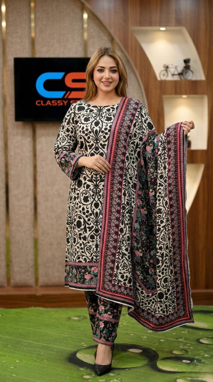 New Exclusive Bin Hameed Lawn Three Piece With Print Salwar