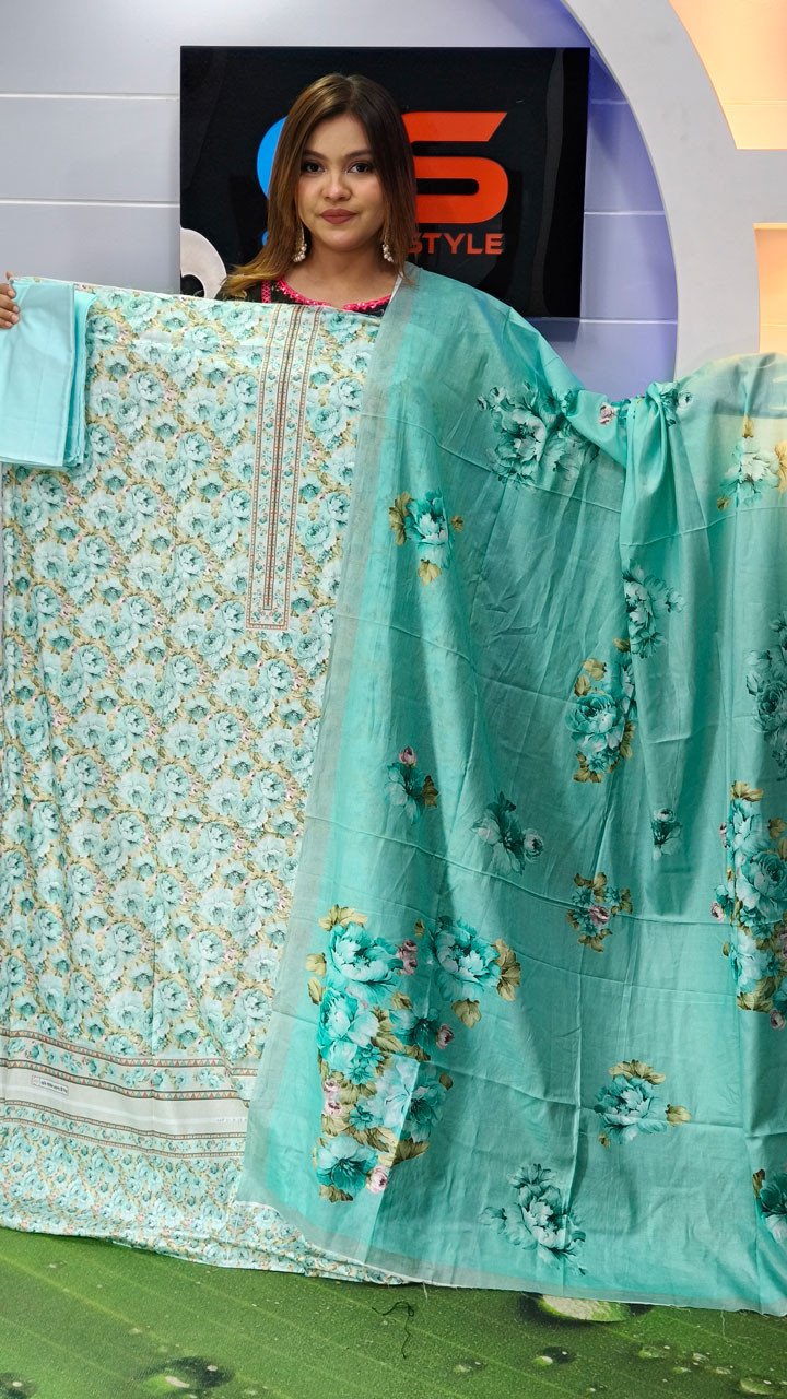 New Premium Lawn Three Piece-Cotton Dupatta