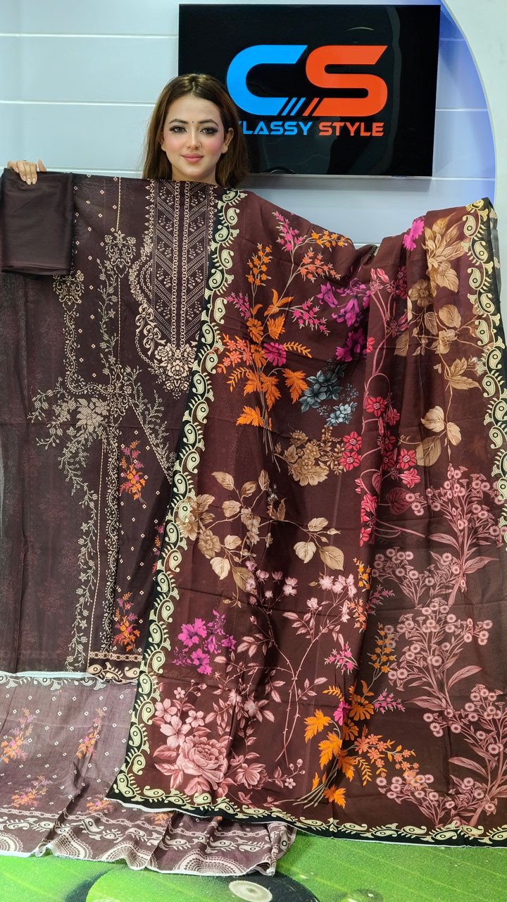 New Premium Zom Zom Lawn Three Piece-Cotton Dupatta