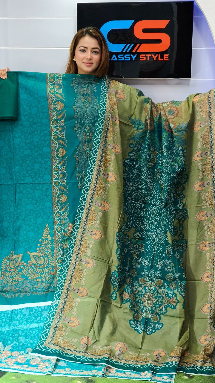 New Premium Zom Zom Lawn Three Piece-Cotton Dupatta