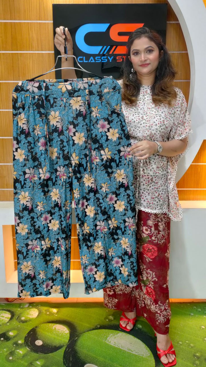 Chinese Premium Quality Print Plazo With Pocket & Belt