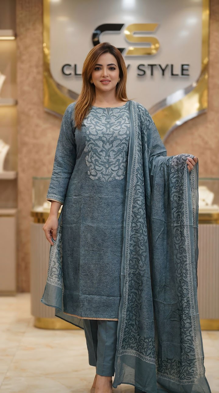 Ganga Cotton Three Piece Set– Embroidery Premium Collection