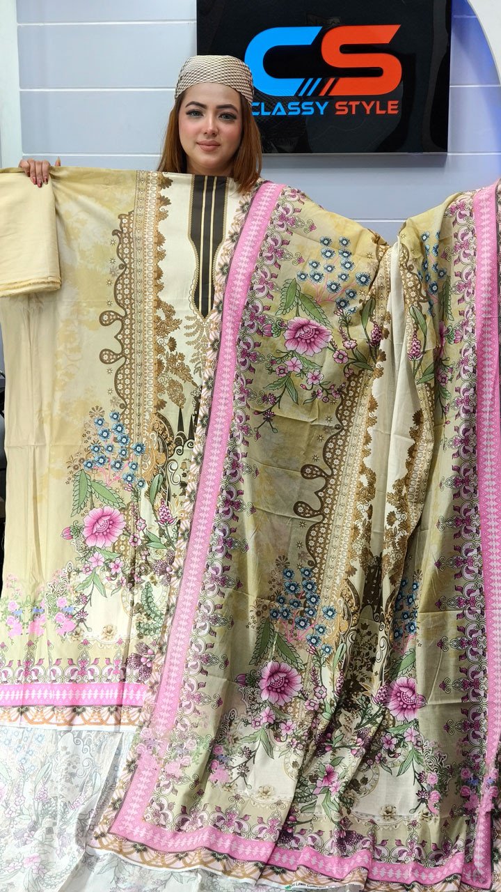 New Premium Jade Lawn Three Piece-Cotton Dupatta