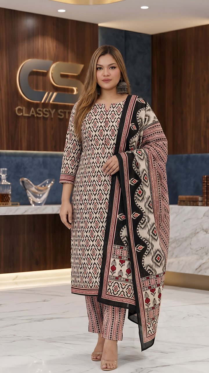 New Jaipuri Patel Pure Cotton Three Piece Set