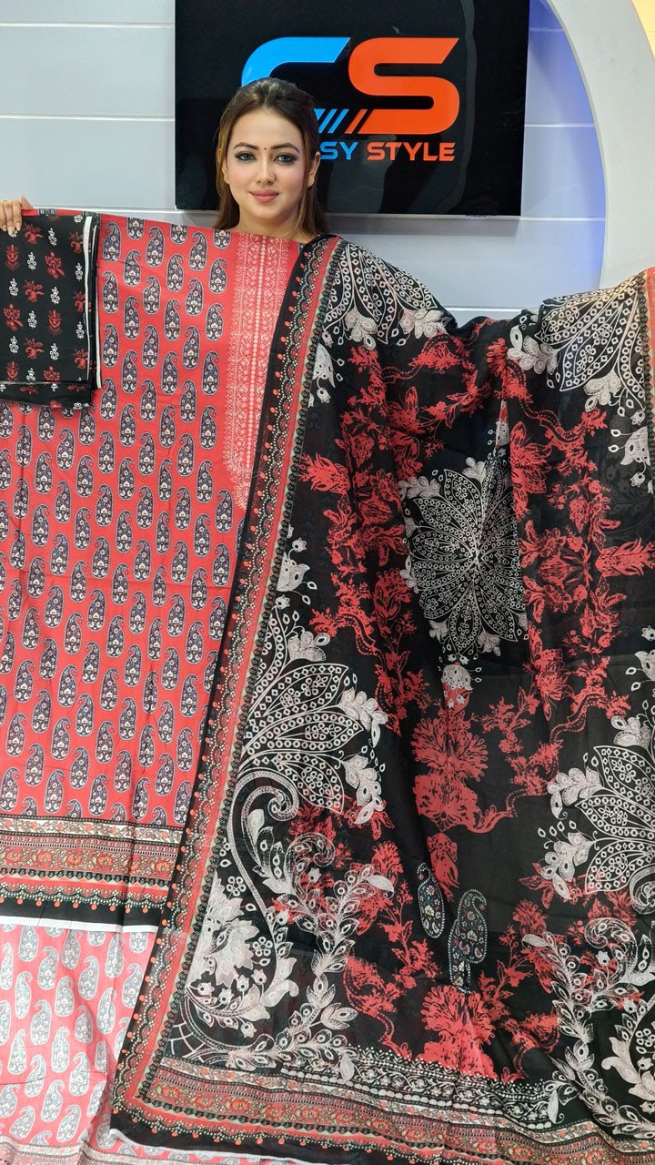 New Premium Zom Zom Lawn Three Piece With Print Salwar