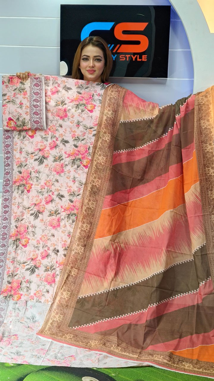 New Premium Zom Zom Lawn Three Piece With Print Salwar