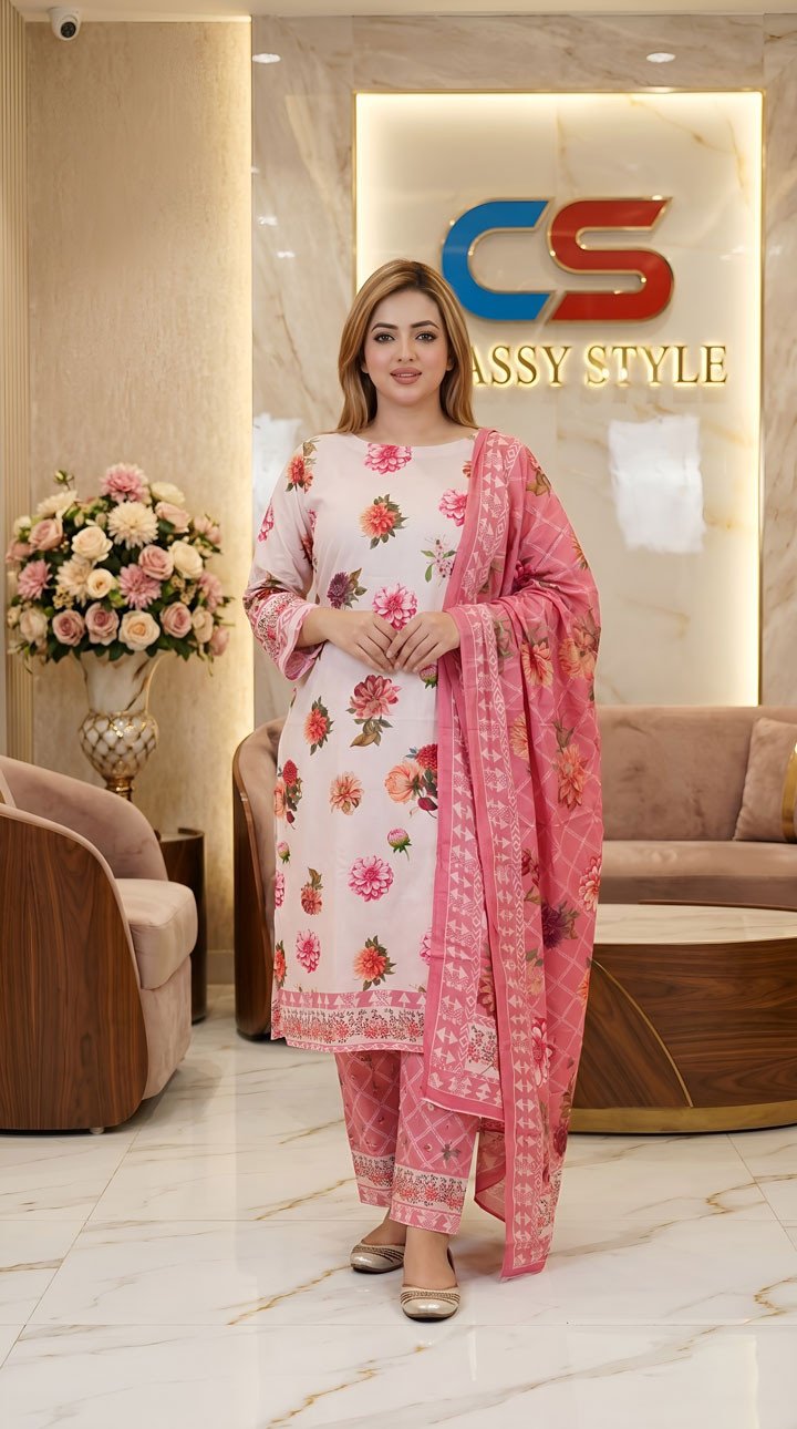 Coco Premium Cotton Lawn Three Piece Set