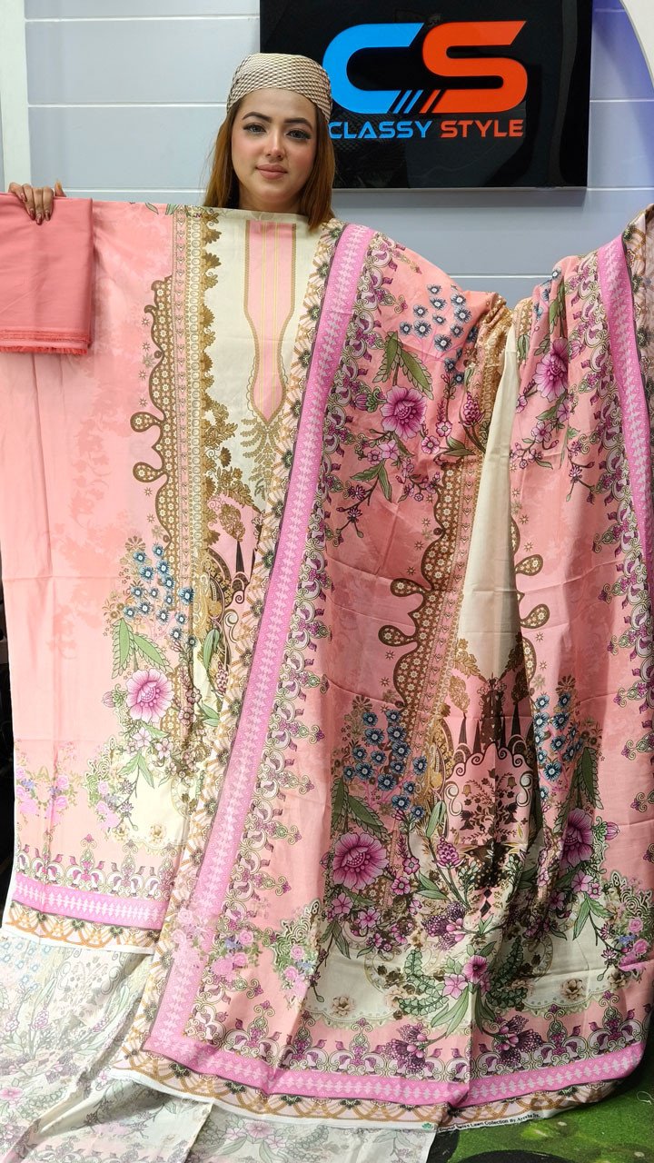 New Premium Jade Lawn Three Piece-Cotton Dupatta