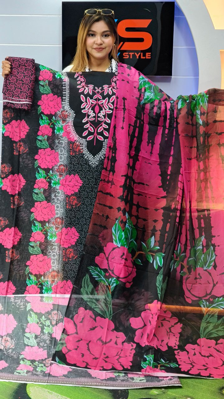 New Premium Zom Zom Lawn Three Piece With Print Salwar