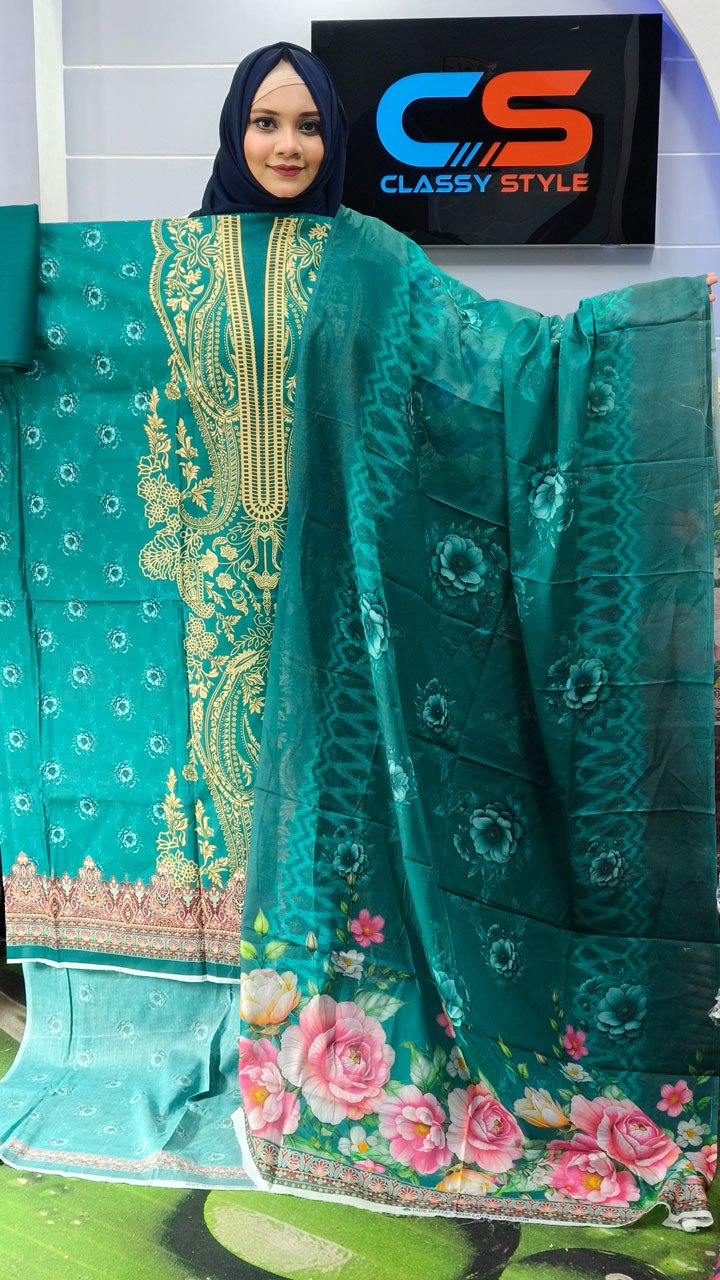 New Premium Zom Zom Lawn Three Piece-Cotton Dupatta