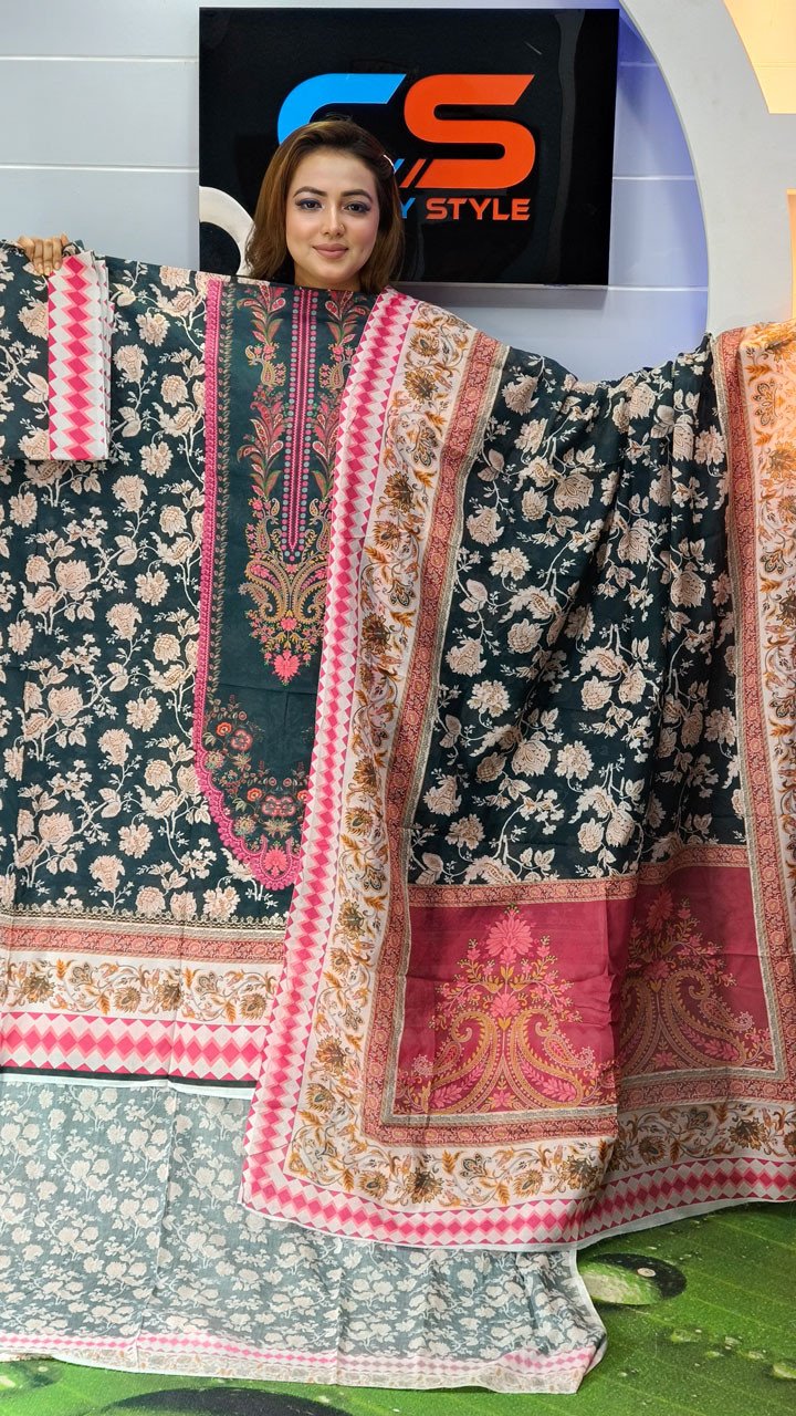 New Premium Zom Zom Lawn Three Piece With Print Salwar