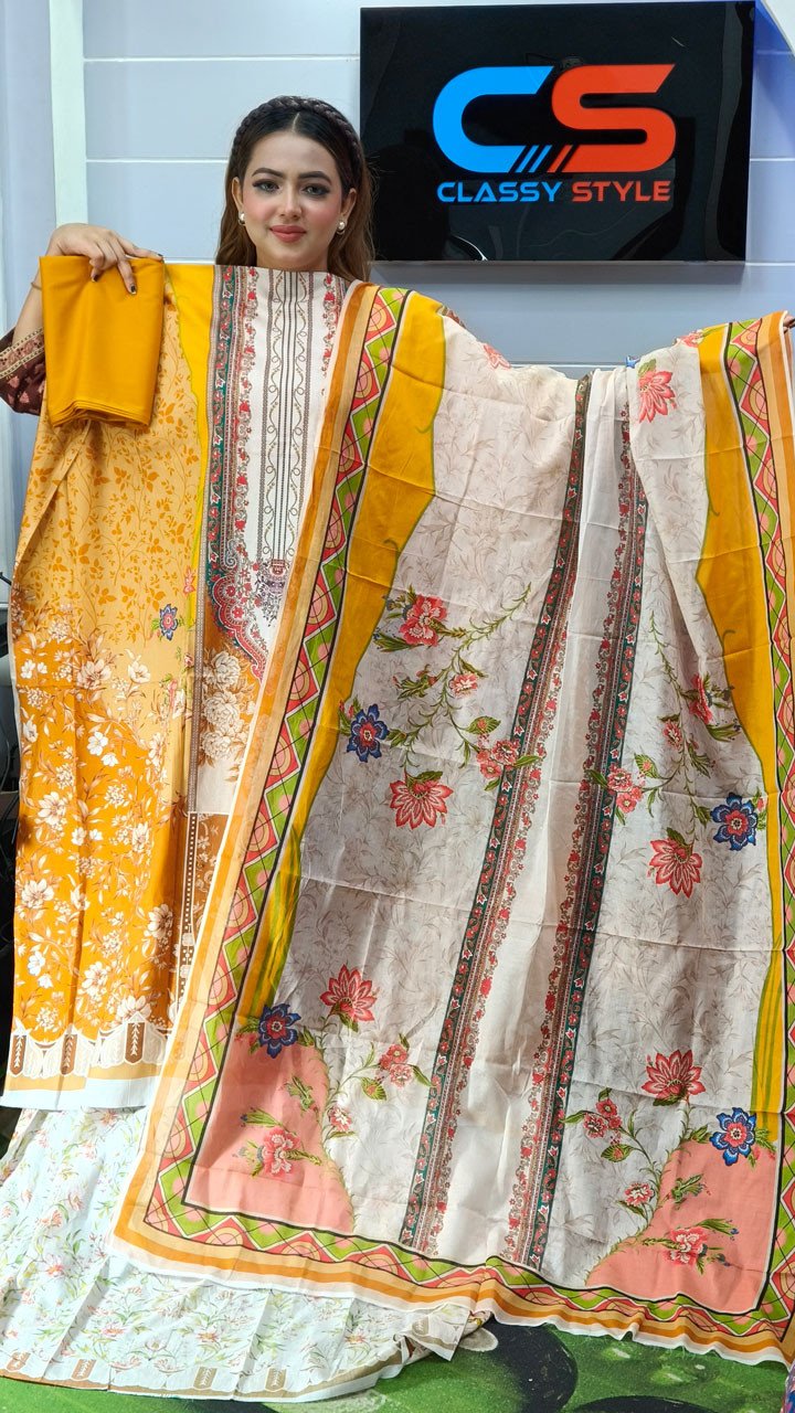 New Premium Zom Zom Lawn Three Piece-Cotton Dupatta