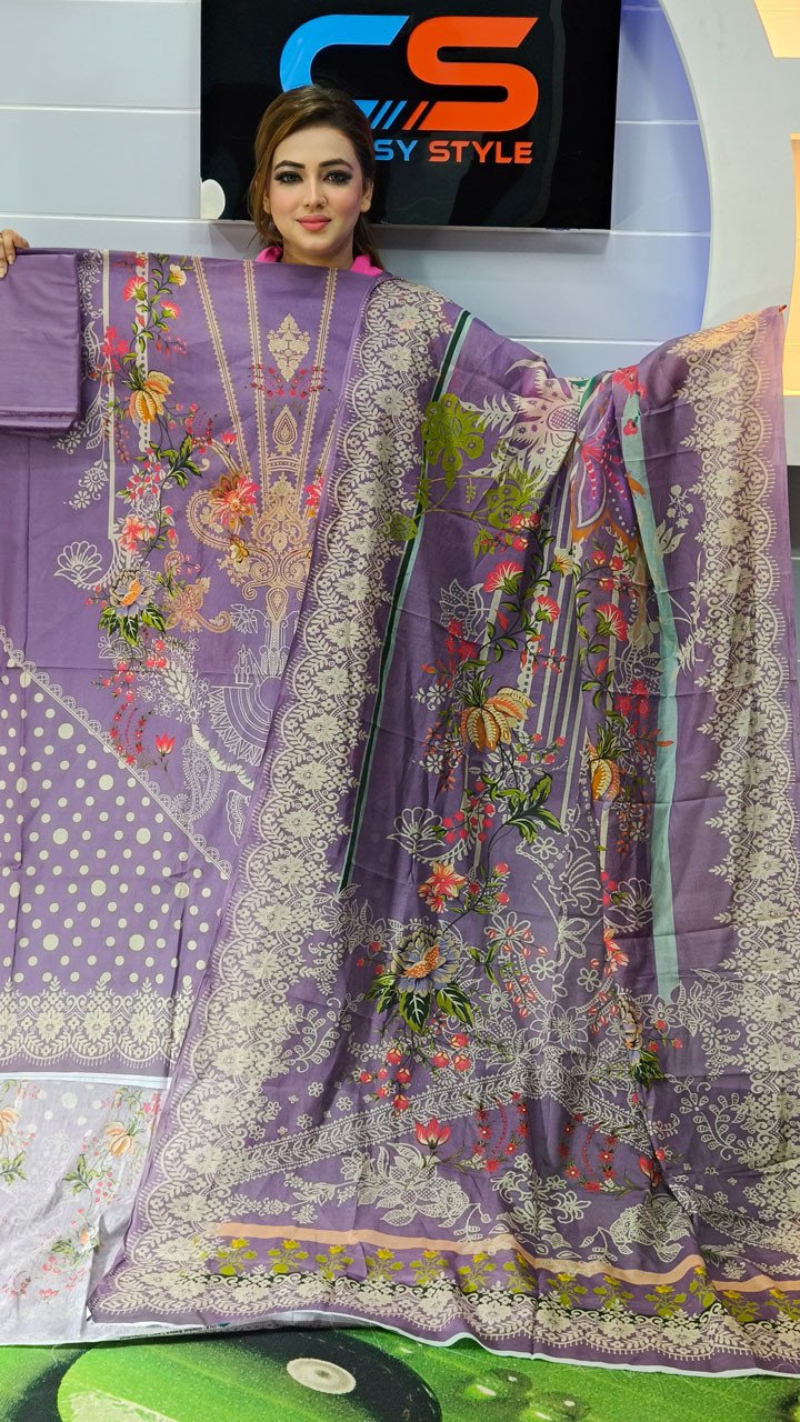 New Premium Zom Zom Lawn Three Piece-Cotton Dupatta