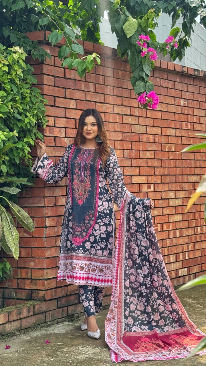 New Exclusive Bin Hameed Lawn Three Piece With Print Salwar
