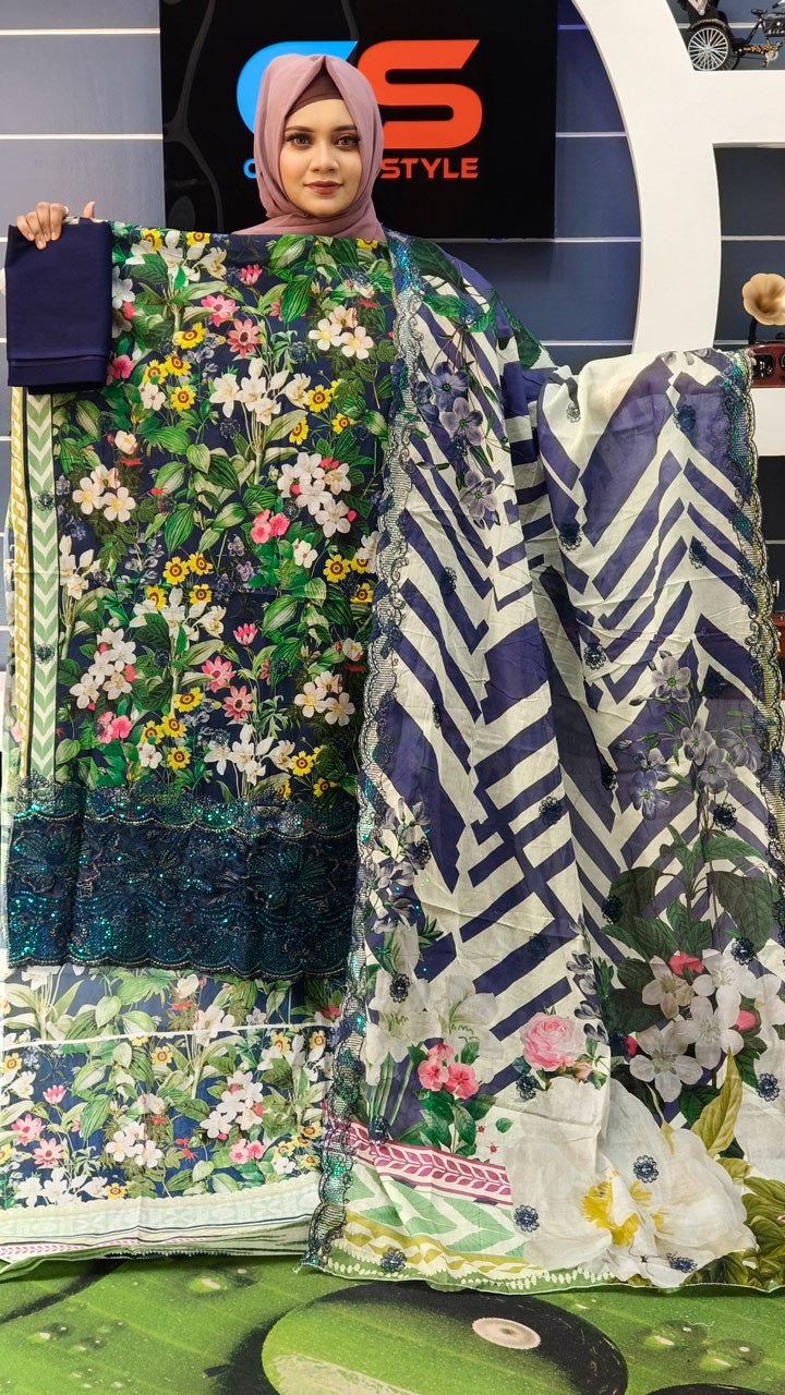 Luxury Digital Printed Lawn Embroidered Unstitched Three-Piece