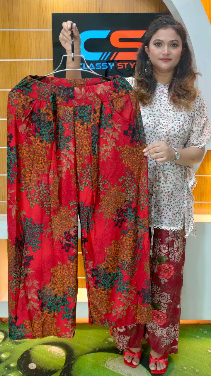 Chinese Premium Quality Print Plazo With Pocket & Belt