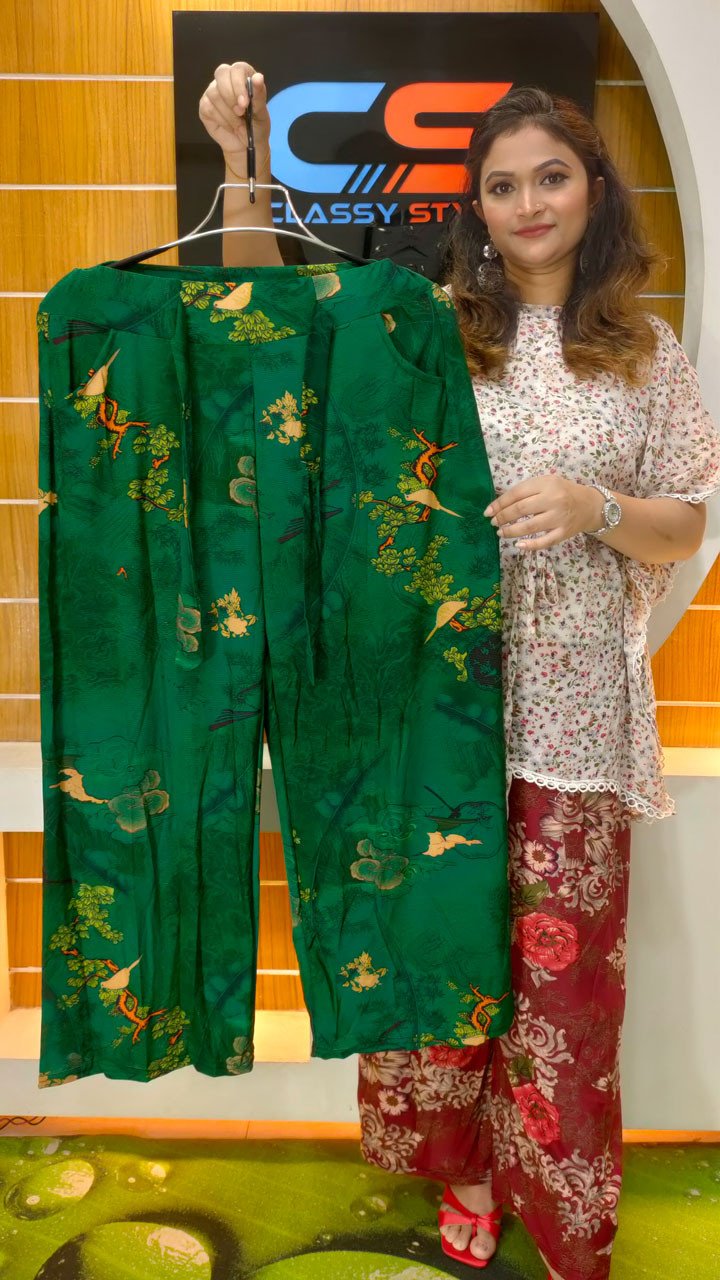 Chinese Premium Quality Print Plazo With Pocket & Belt