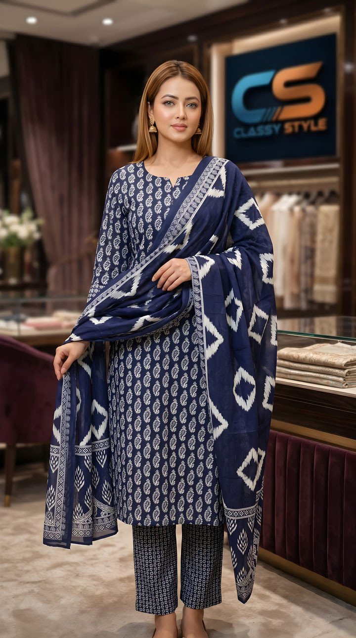 New Jaipuri Patel Pure Cotton Three Piece Set