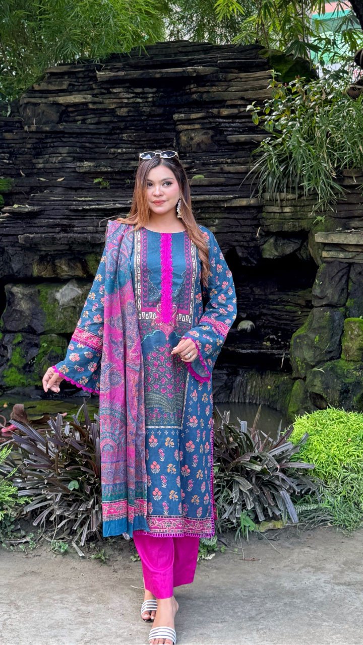 New Premium Zom Zom Lawn Three Piece-Cotton Dupatta