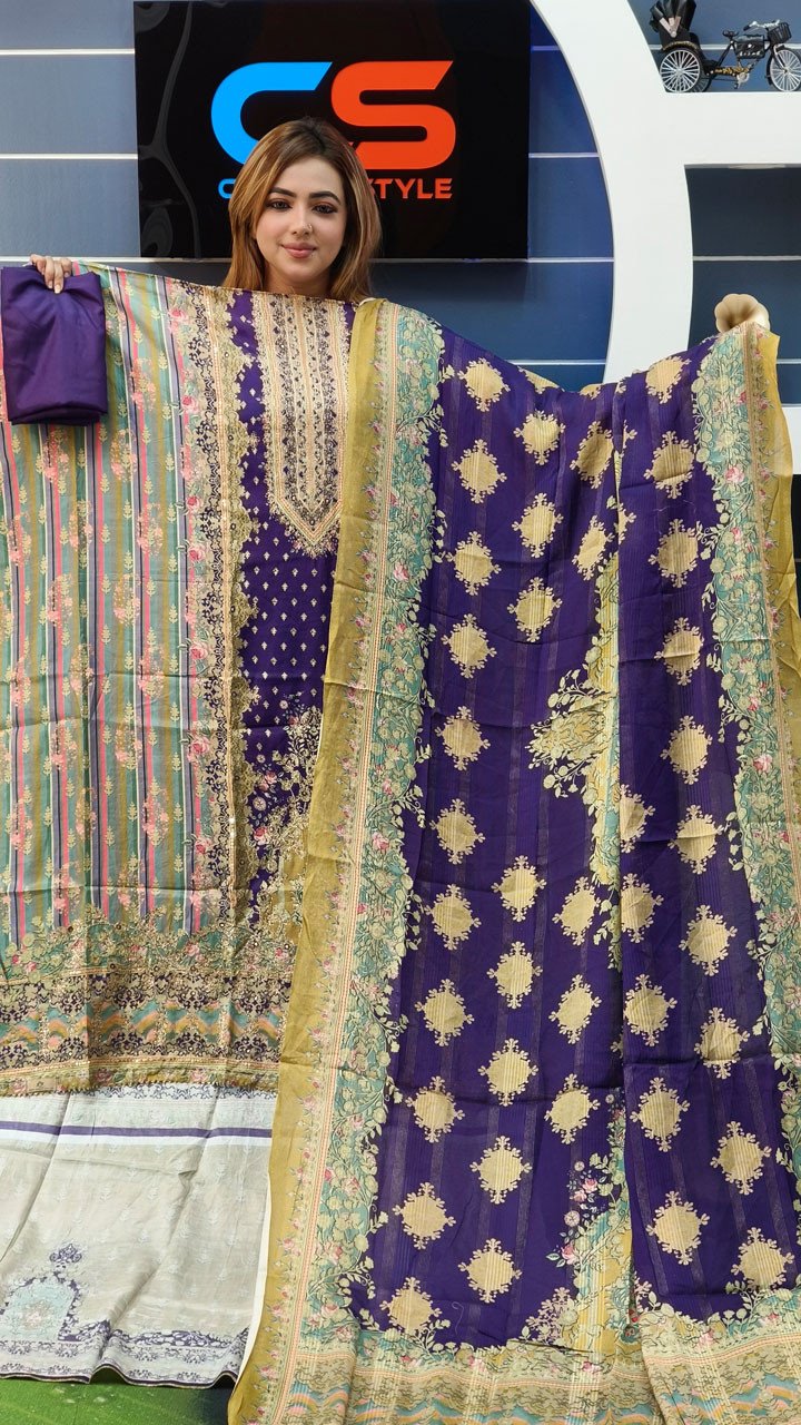 Rakhi Premium Silk Embroidery Three Piece Set