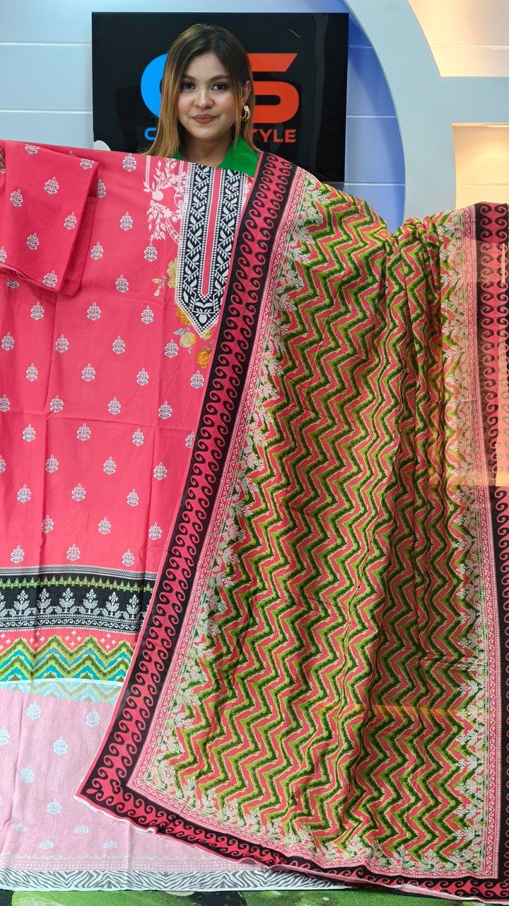 New Premium Zom Zom Lawn Three Piece With Print Salwar