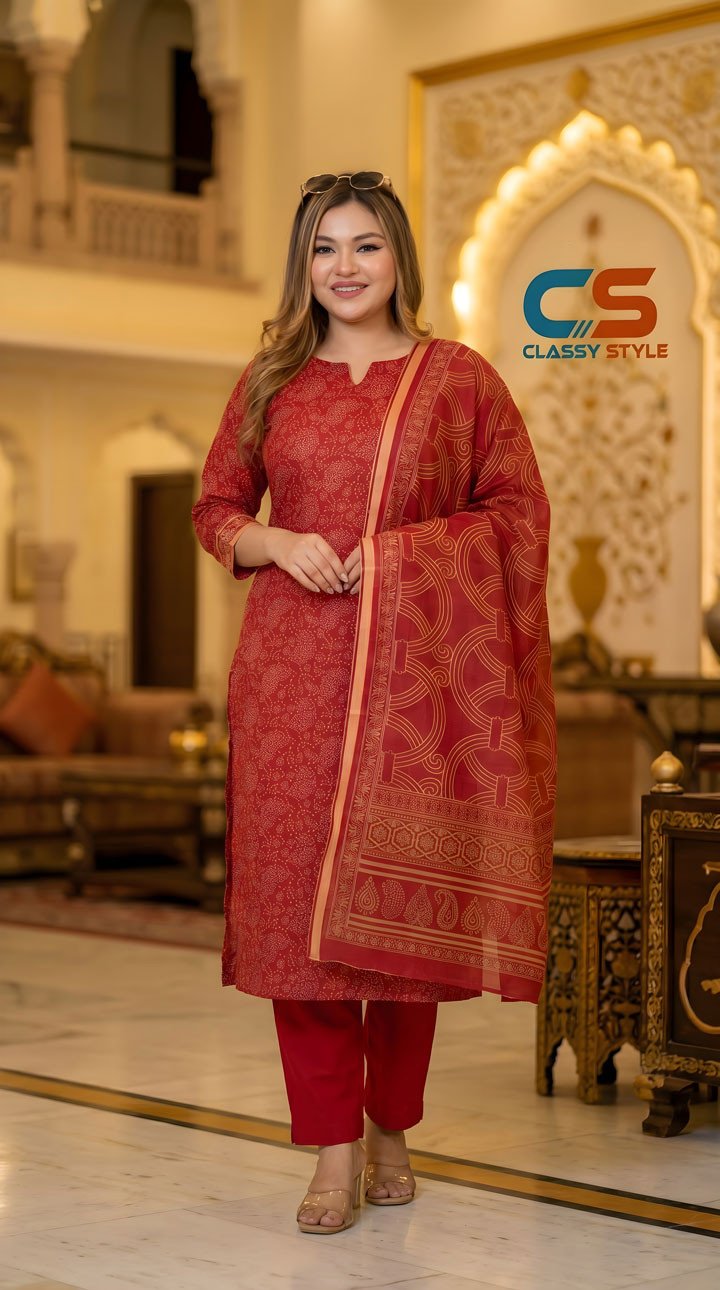 Royal Plum Maheshwari Silk 3-Piece Set