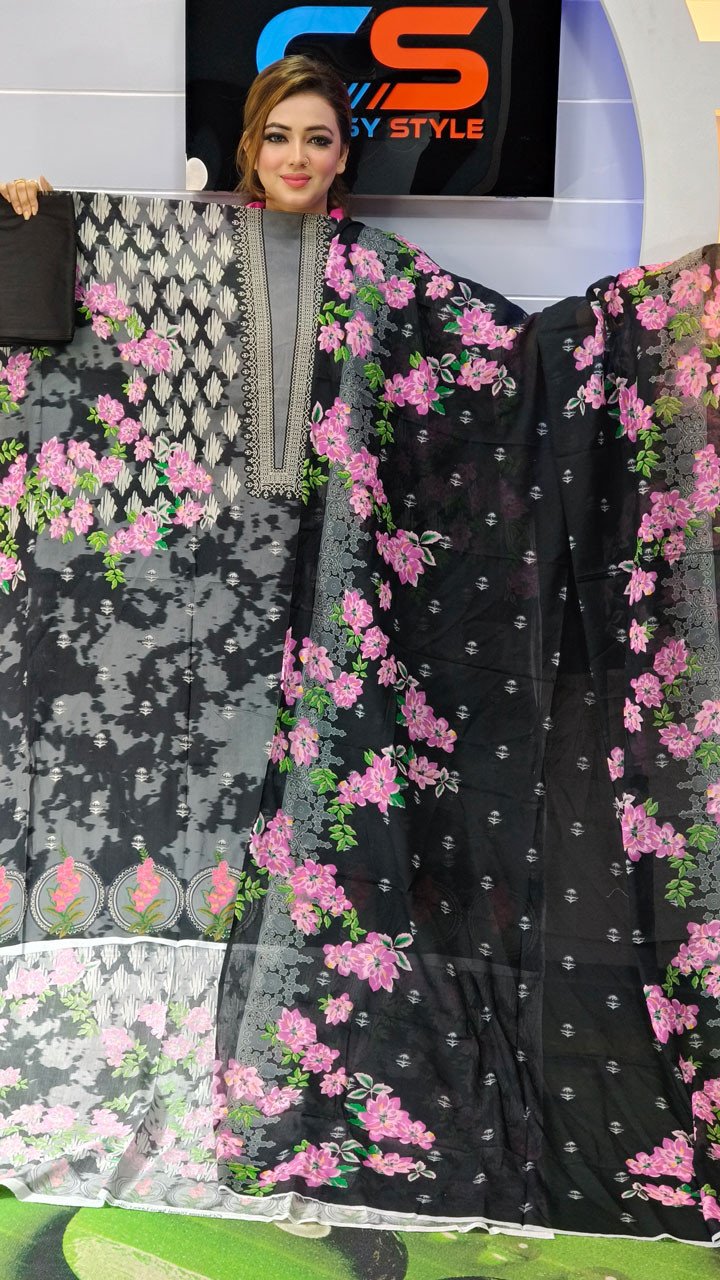 New Premium Zom Zom Lawn Three Piece-Cotton Dupatta