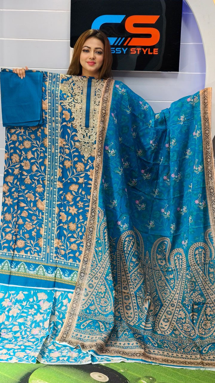 New Premium Zom Zom Lawn Three Piece-Cotton Dupatta