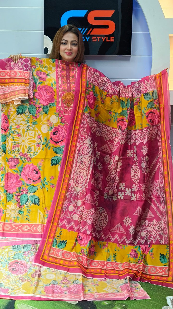 New Premium Zom Zom Lawn Three Piece With Print Salwar