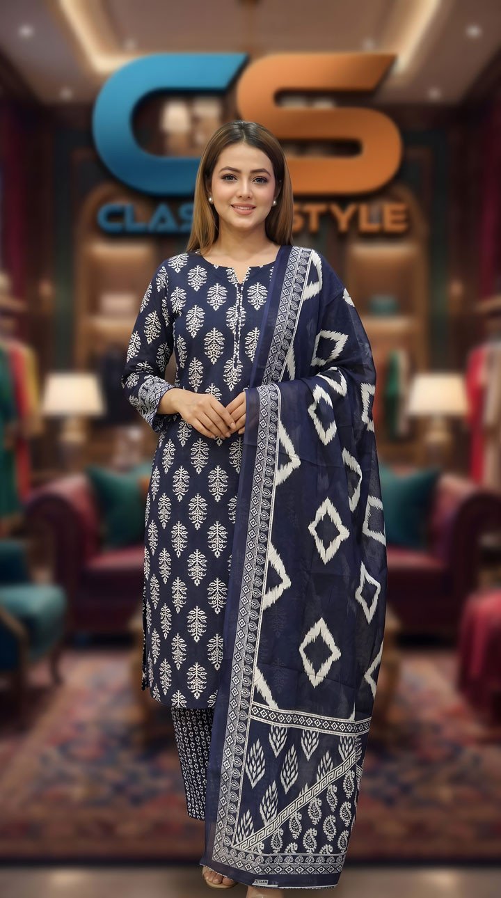 New Jaipuri Patel Pure Cotton Three Piece Set