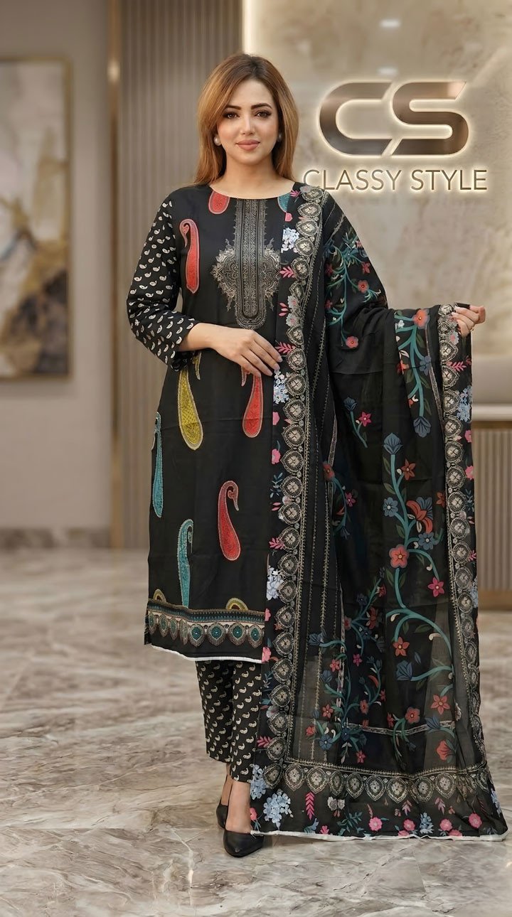 New Exclusive Bin Hameed Lawn Three Piece With Print Salwar