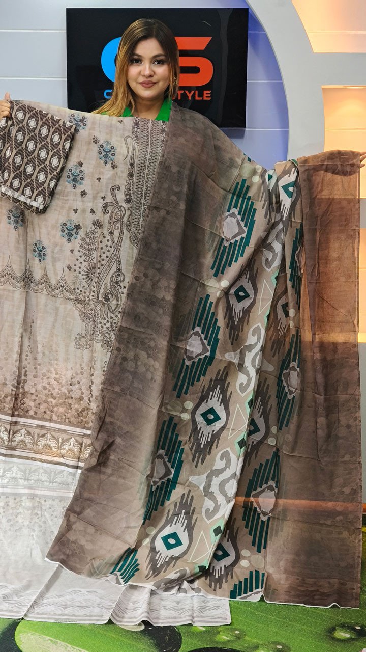 New Premium Zom Zom Lawn Three Piece With Print Salwar