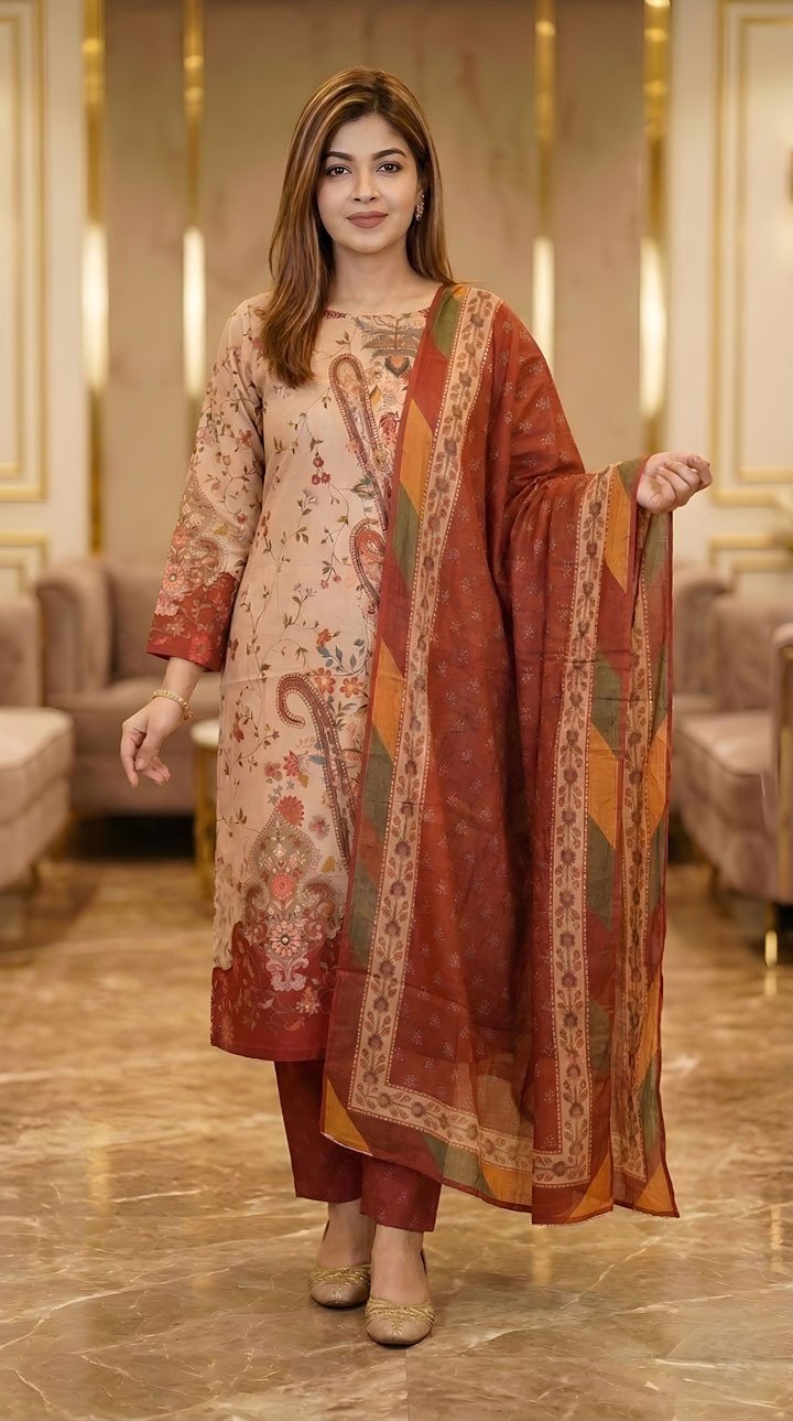 New Exclusive Bin Hameed Lawn Three Piece With Print Salwar