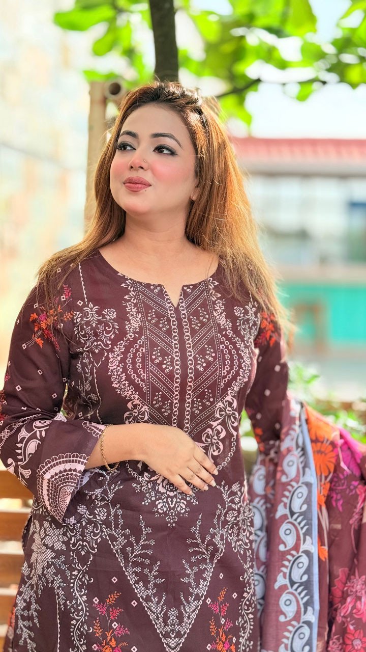 New Premium Zom Zom Lawn Three Piece-Cotton Dupatta