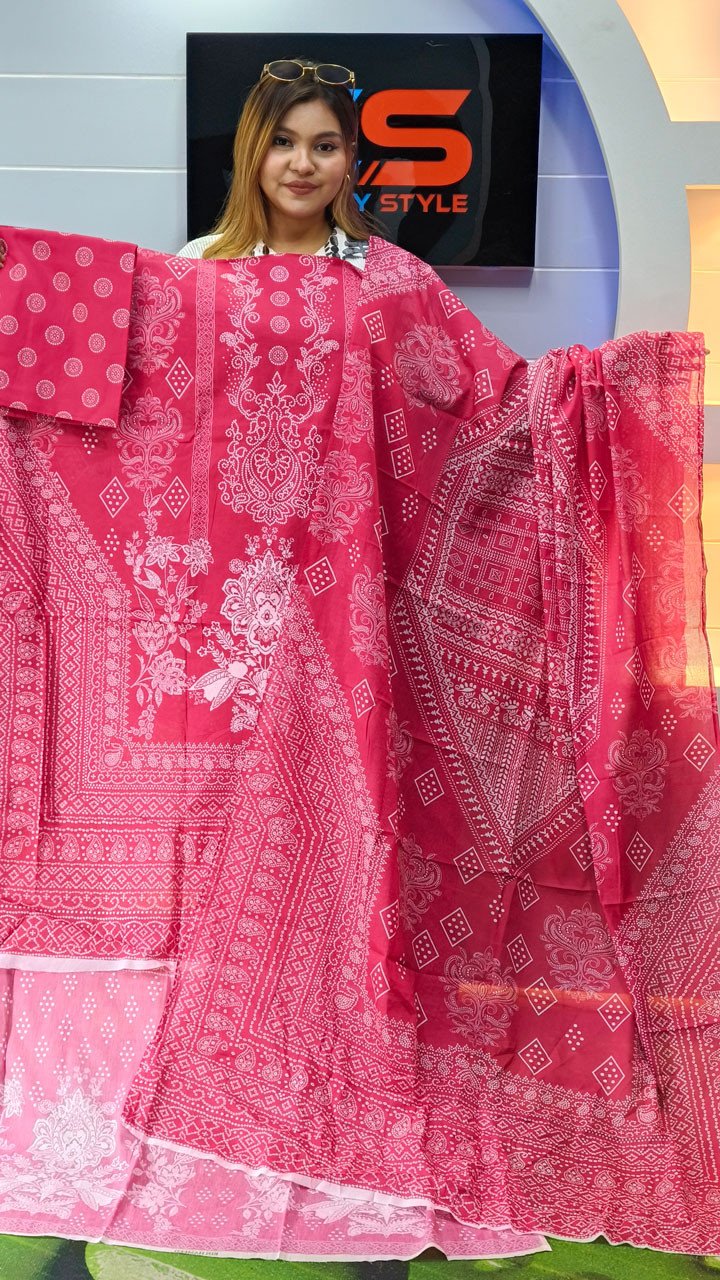 New Premium Zom Zom Lawn Three Piece With Print Salwar