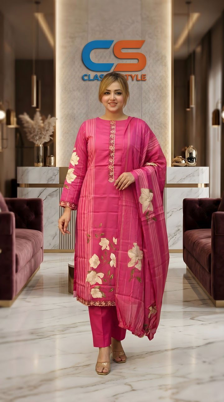 Ganga Cotton Three Piece Set– Embroidery Premium Collection