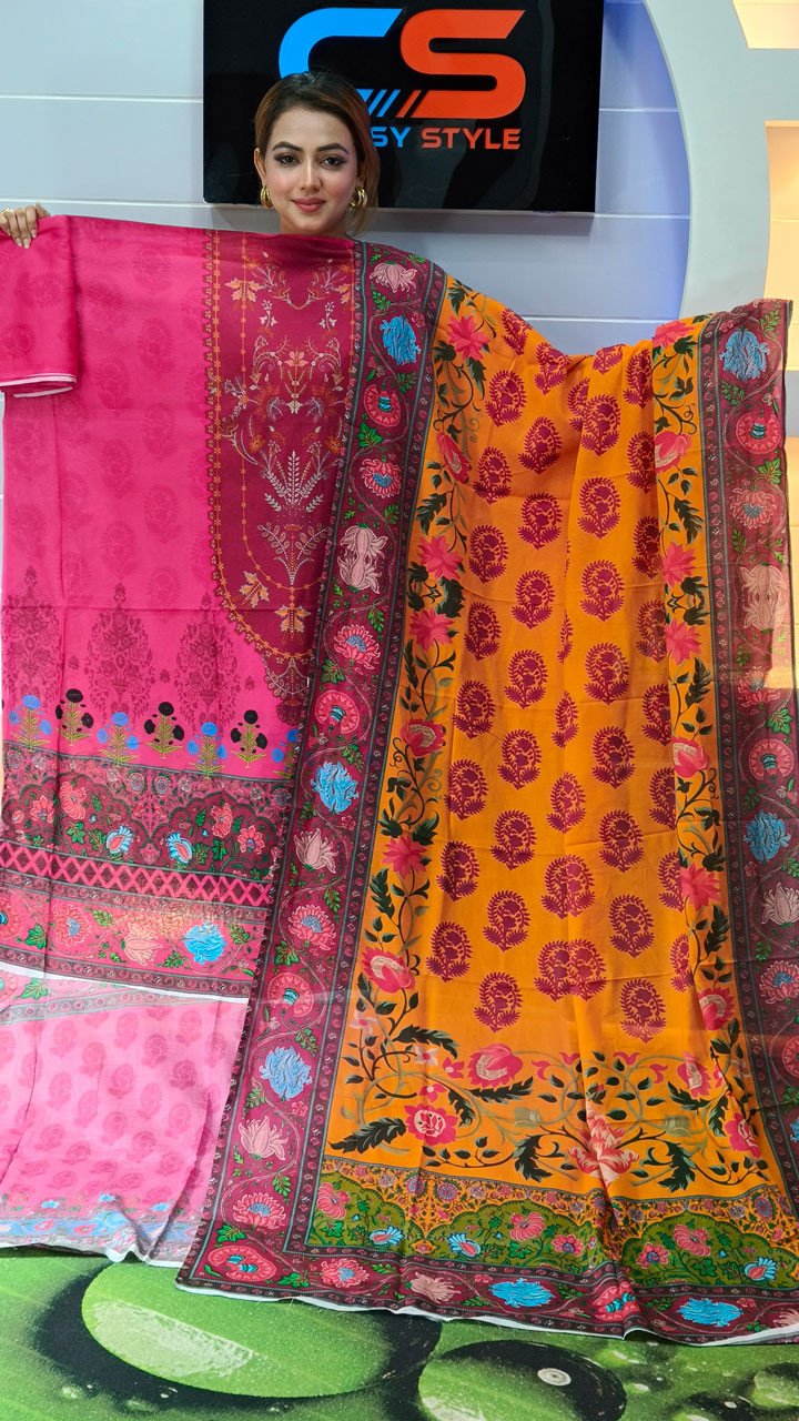 New Premium Zom Zom Lawn Three Piece With Print Salwar