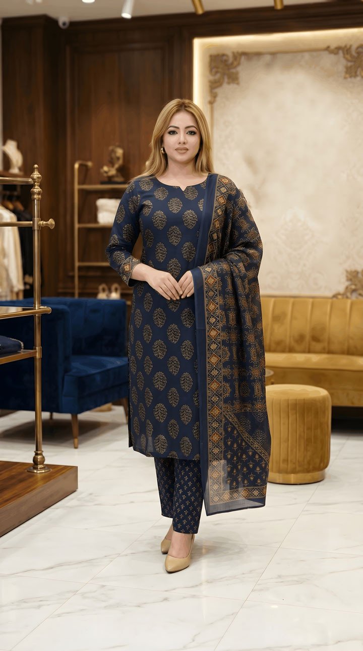 New Jaipuri Patel Pure Cotton Three Piece Set