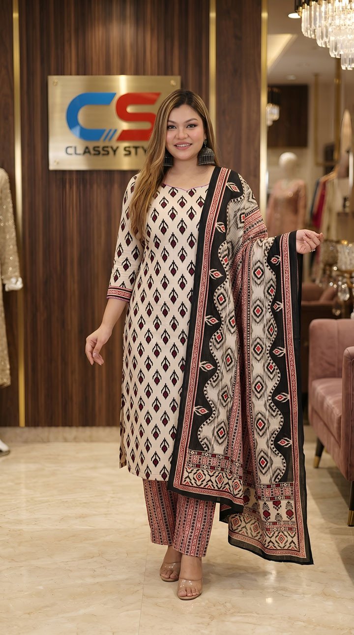 New Jaipuri Patel Pure Cotton Three Piece Set