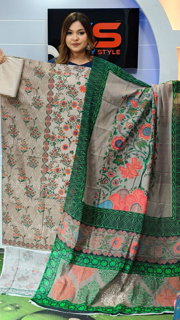 New Premium Zom Zom Lawn Three Piece-Cotton Dupatta