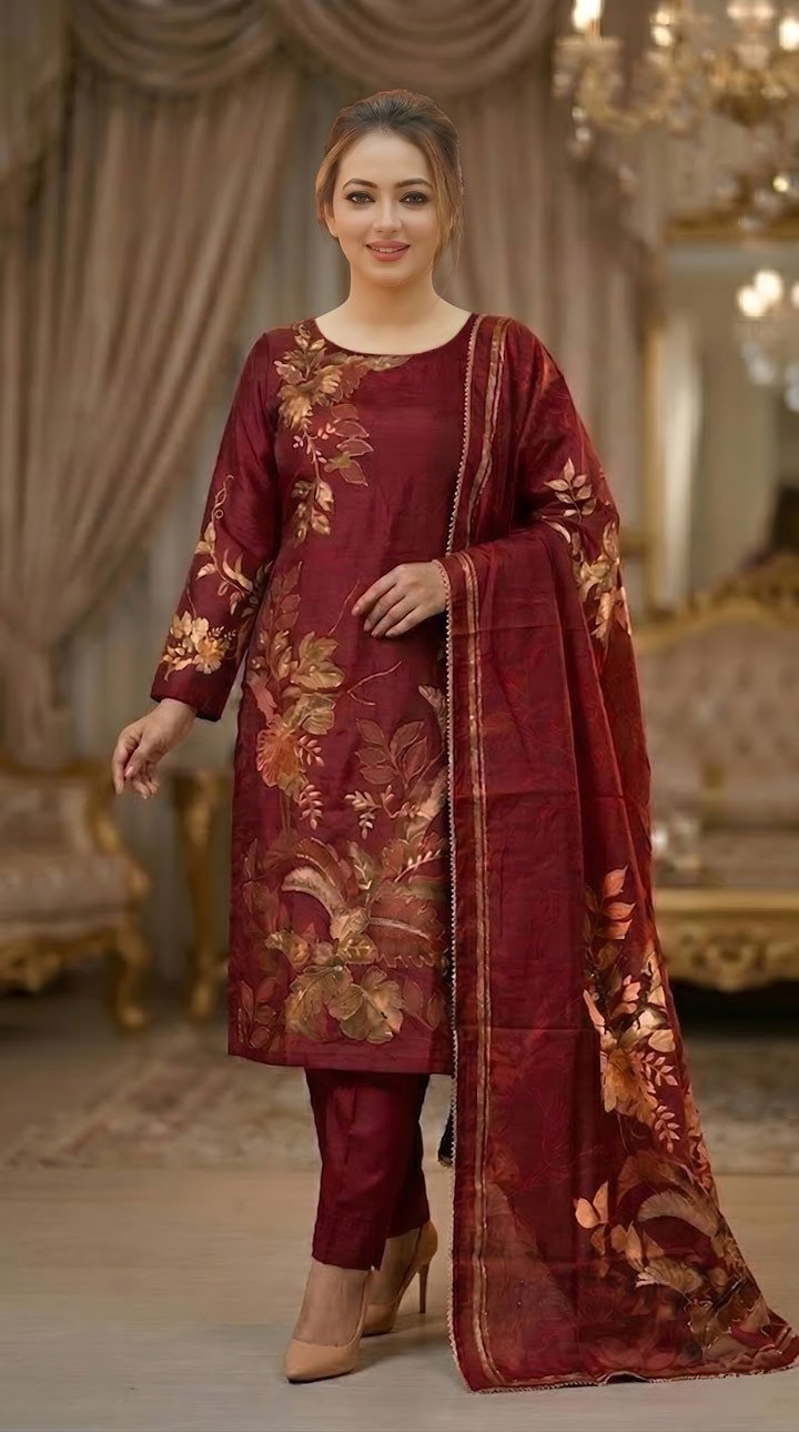 Rakhi Premium Silk Embroidery Three Piece Set