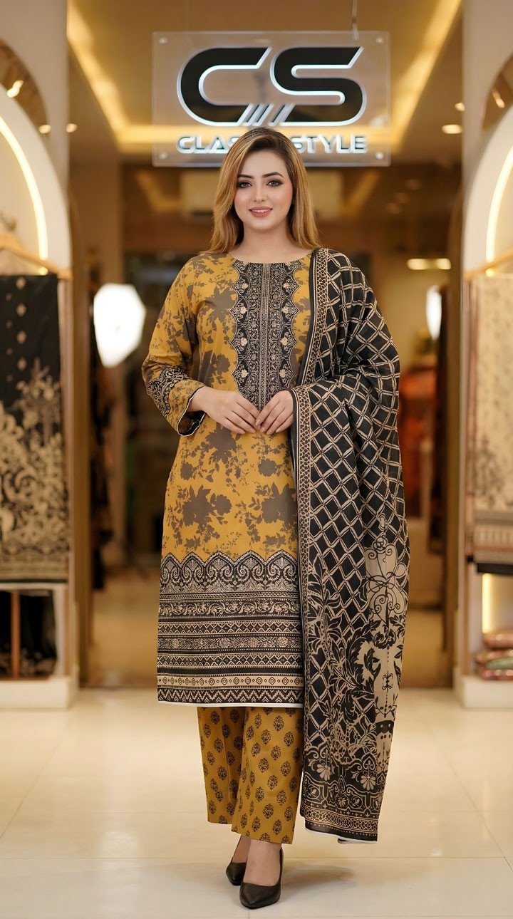 New Exclusive Bin Hameed Lawn Three Piece With Print Salwar