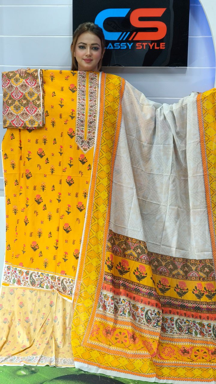 New Premium Zom Zom Lawn Three Piece With Print Salwar