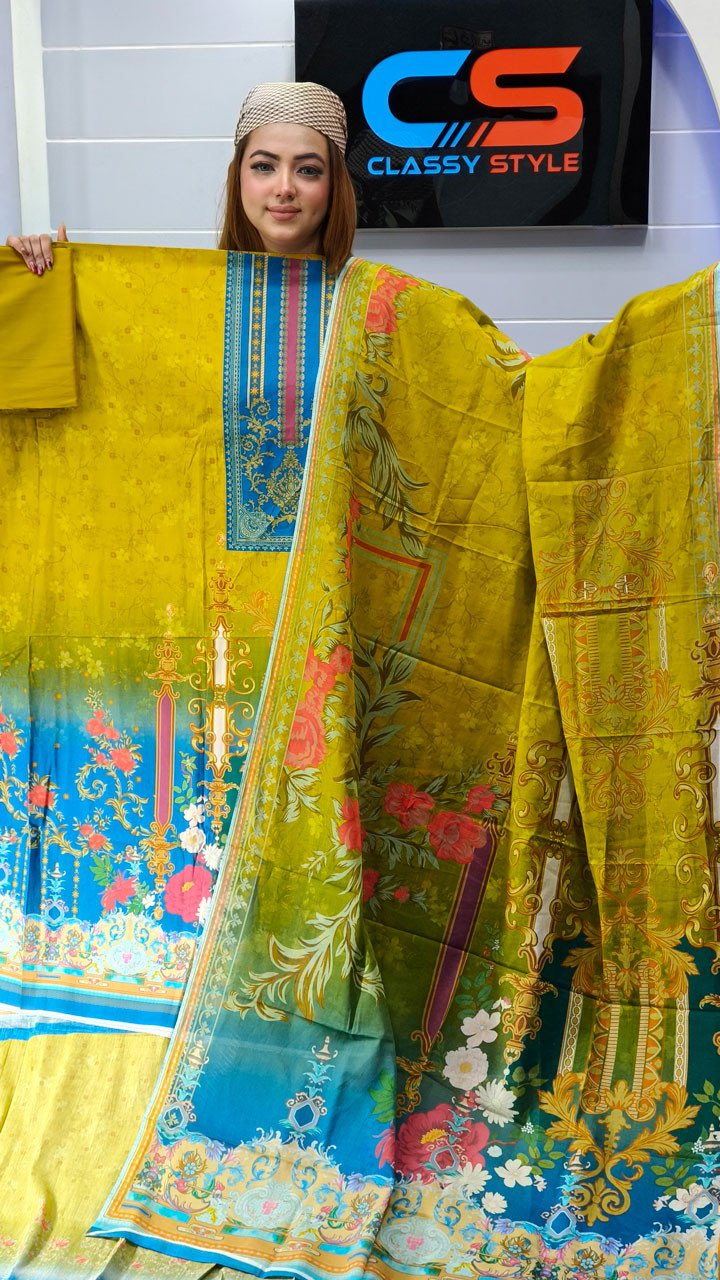 New Premium Zom Zom Lawn Three Piece-Cotton Dupatta