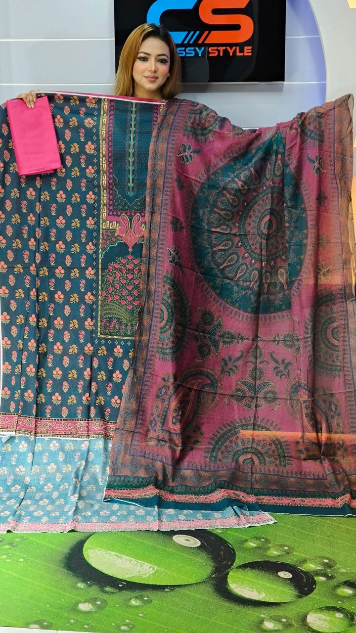 New Premium Zom Zom Lawn Three Piece-Cotton Dupatta