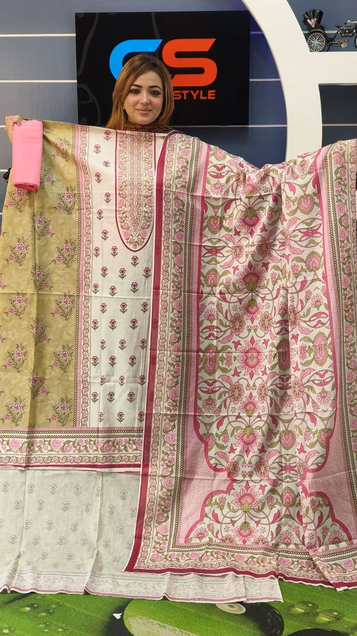 New Premium Zom Zom Lawn Three Piece-Cotton Dupatta