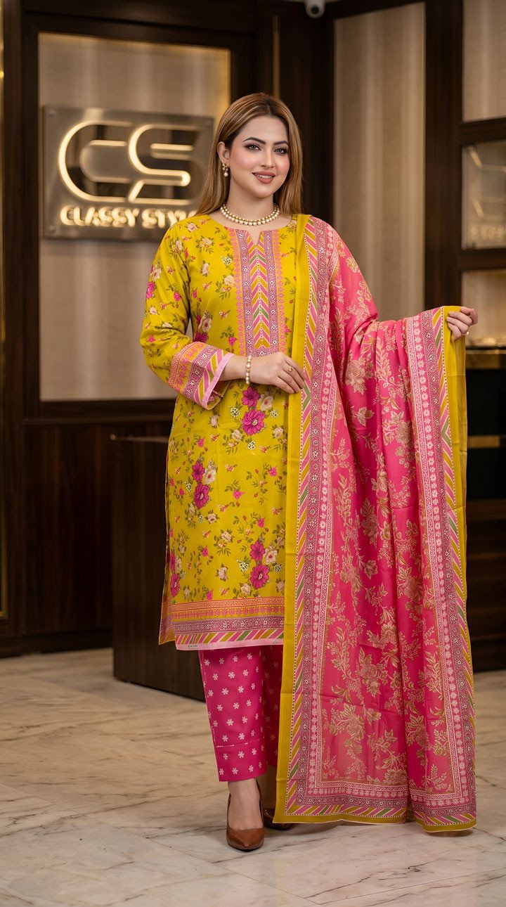 New Exclusive Bin Hameed Lawn Three Piece With Print Salwar