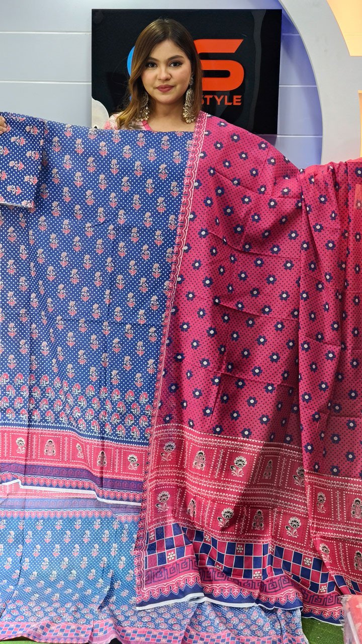 New Premium Zom Zom Lawn Three Piece With Print Salwar