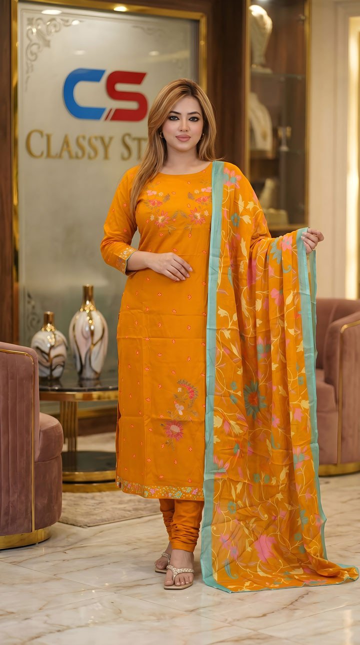 Ganga Cotton Three Piece Set– Embroidery Premium Collection
