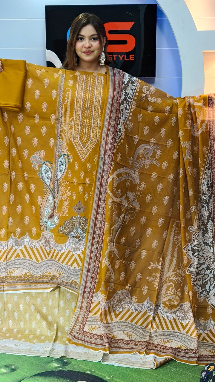 New Premium Zom Zom Lawn Three Piece-Cotton Dupatta